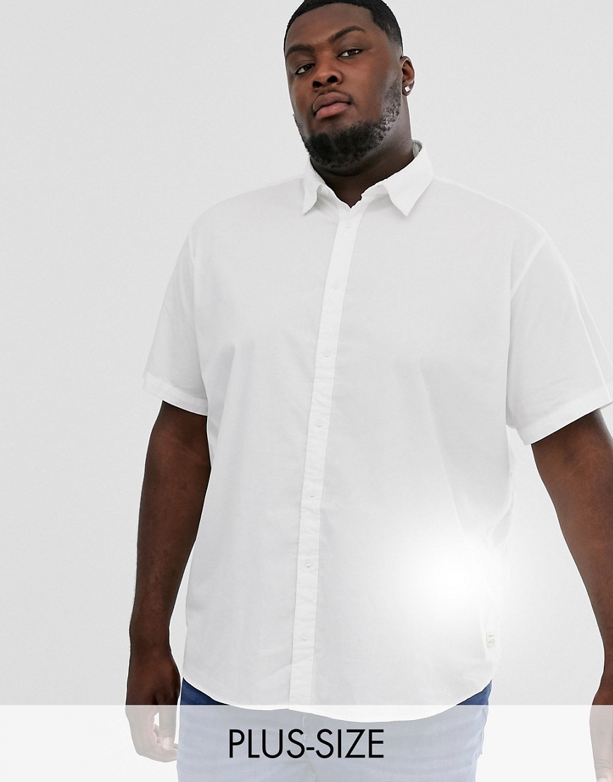Jack & Jones Originals - Camicia a maniche corte bianca in cotone elasticizzato-Bianco