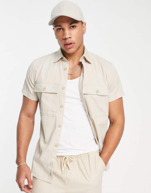 Jack & Jones Originals - Camicia oversize color pietra con doppie tasche