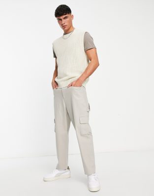 Canotta oversize in maglia color crema a coste-Bianco - Jack&Jones T-shirt donna  - immagine2