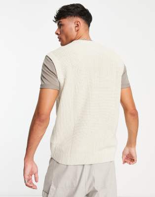 Canotta oversize in maglia color crema a coste-Bianco - Jack&Jones T-shirt donna  - immagine3