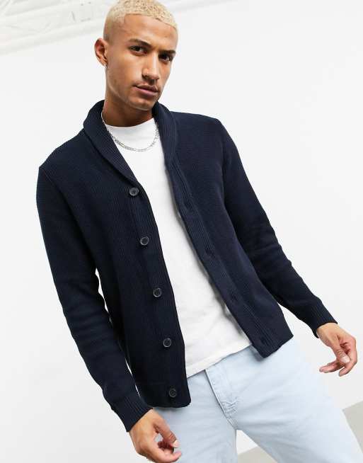 Jack & Jones Originals cardigan with shawl neck navy | ASOS