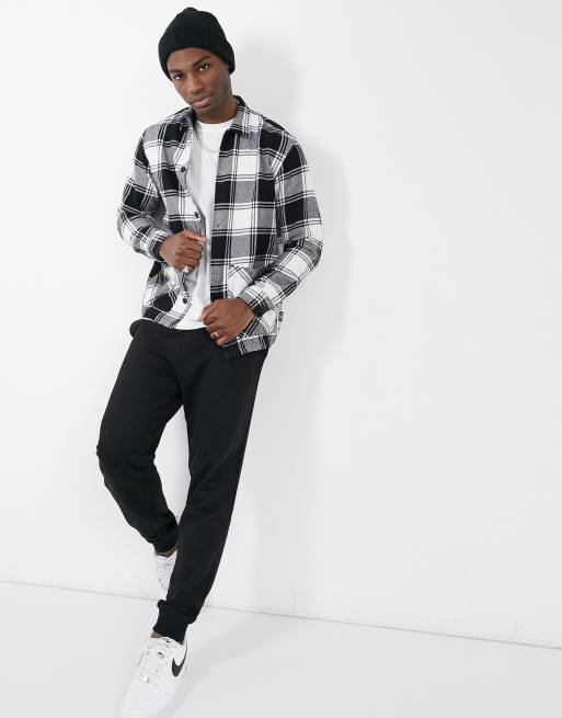 Jack Jones Originals check overshirt in black and white ASOS