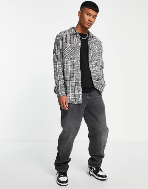 Jack & Jones Originals check overshirt in black, 4 of 4
