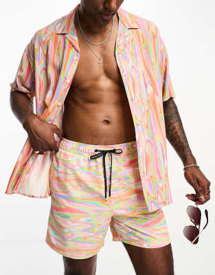 Jack & Jones Originals co-ord oversized revere collar shirt in trippy print  - ASOS Price Checker