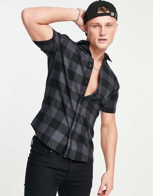 Jack & Jones Originals - Chemise manches courtes à carreaux vichy - Noir 