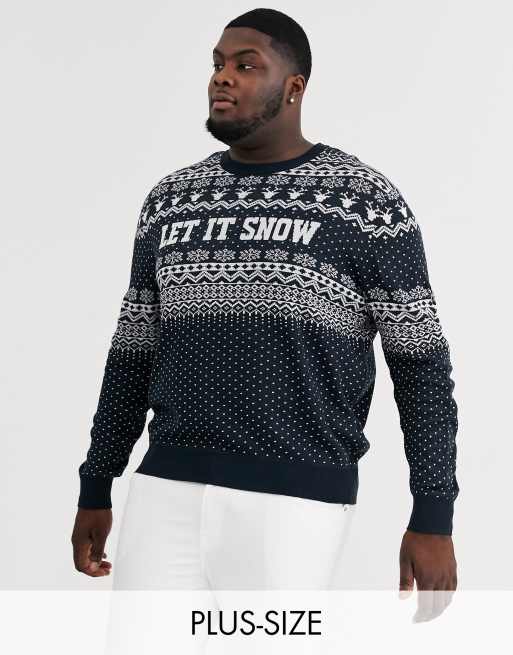 Jack & Jones Originals Christmas fairisle knitted jumper in navy