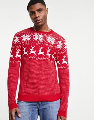 Jack & Jones Originals Christmas jumper in red (201378075)