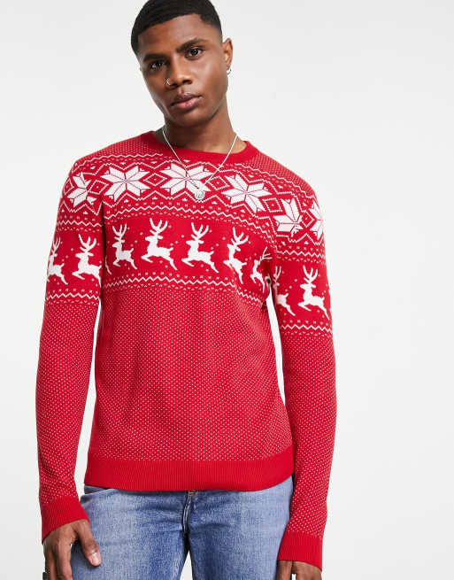 verkrachting Trend Snor Jack & Jones Originals Christmas sweater in red | ASOS