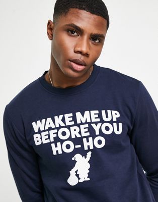 Jack & Jones Originals Christmas sweatshirt with wake me up before you hoho print in navy (201378981)