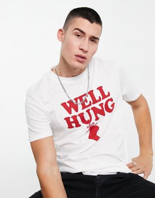 Jack & Jones Originals Christmas t-shirt with well hung print in white