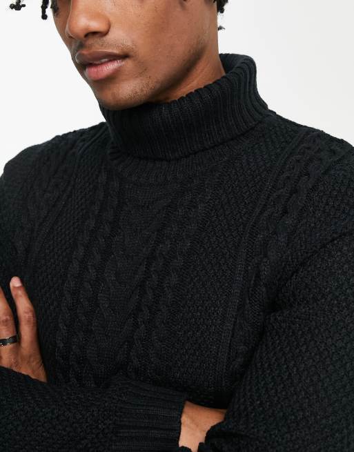 Black chunky shop roll neck