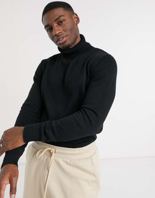 Black roll sale neck chunky jumper