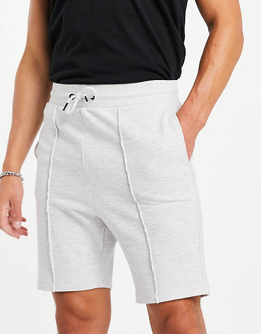 Jack & Jones Originals co-ord pin tucked sweat shorts in grey melange