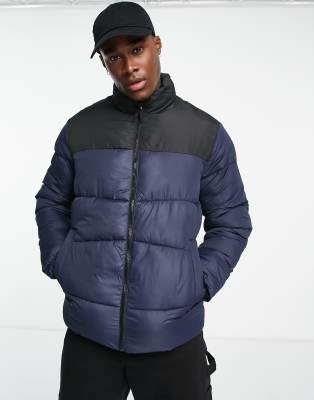 Men's color store block puffer jacket