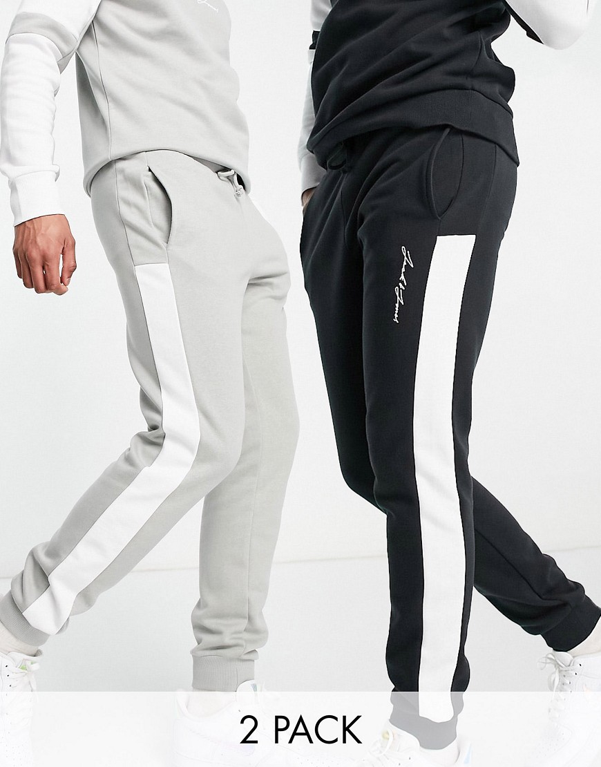 Jack & Jones Originals color block sweatpants in black & gray