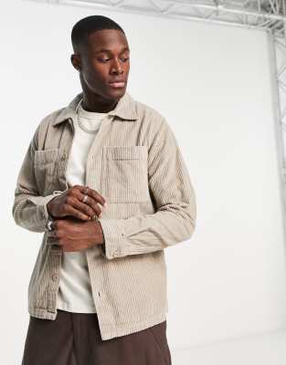 Jack & Jones Jack & Jones Originals cord overshirt in beige-Neutral