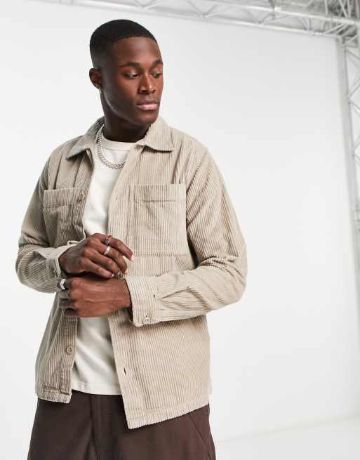 Jack & Jones Originals cord overshirt in beige | ASOS