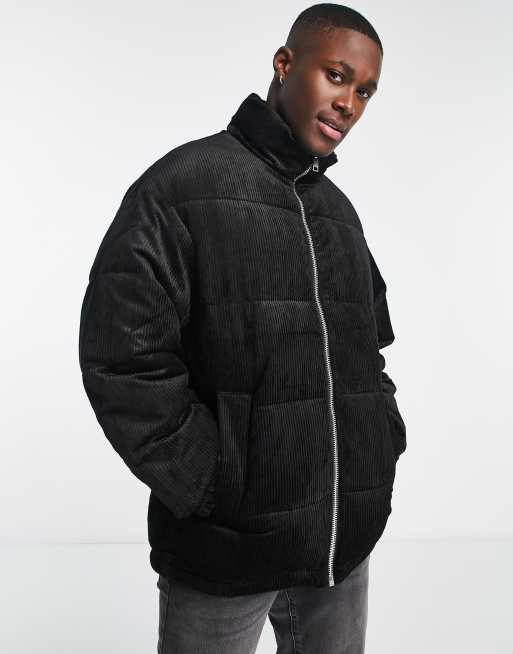 Corduroy black cheap puffer jacket