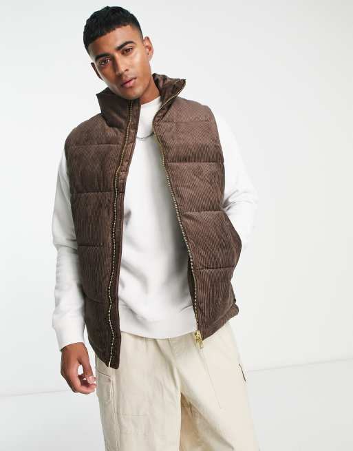 Jack & Jones Originals cord puffer vest in black 
