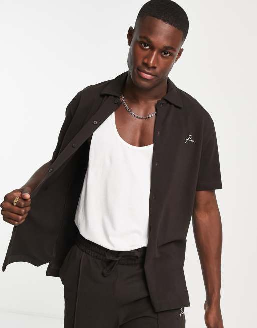 Jack & Jones Originals – Czekoladowobrązowa koszulka polo z zapięciem na guziki z piki