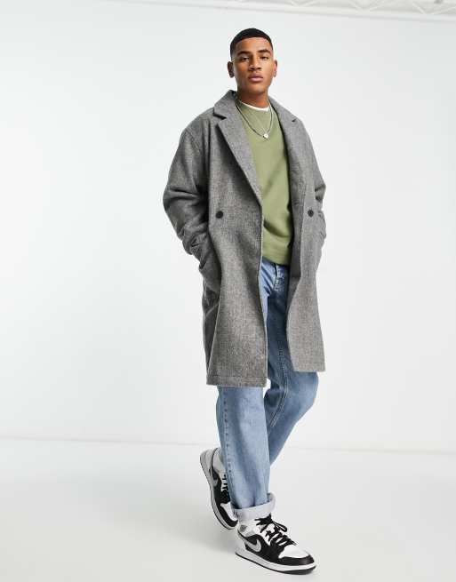 Jack & Jones Originals - Dobbeltradet og gråmeleret overfrakke , 4 af 4
