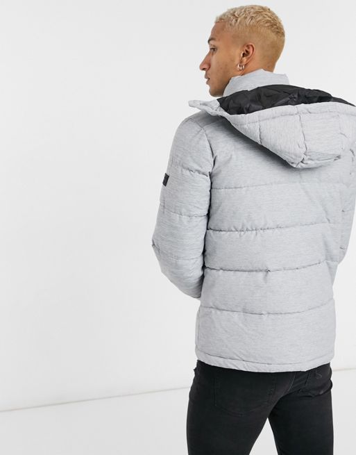 Jack And Jones - Doudoune Capuche Brady Gris Chiné 