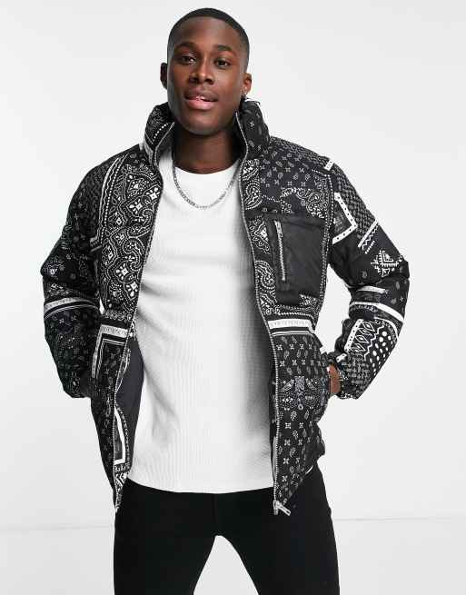 Jack & Jones Originals - Doudoune épaisse à motif cachemire avec poche - Noir