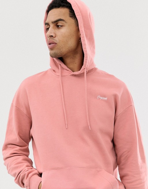 Jack & Jones Originals drop shoulder hoodie in pink | ASOS