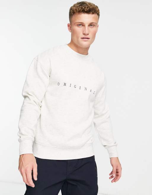 Jack & Jones Originals embroidered logo crew neck sweatshirt in white ...