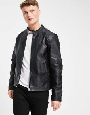 jack and jones leather jacket for men