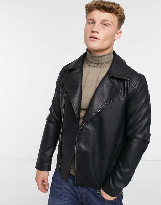 jack and jones black leather jacket