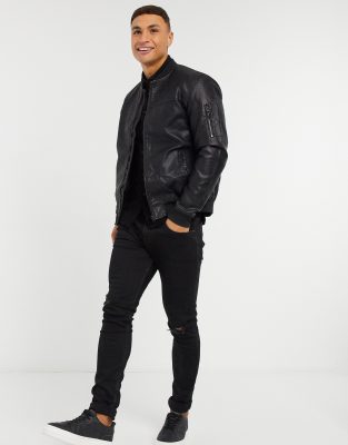 jack and jones faux leather jacket