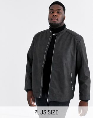 Jack & Jones Originals faux leather jacket in black | ASOS