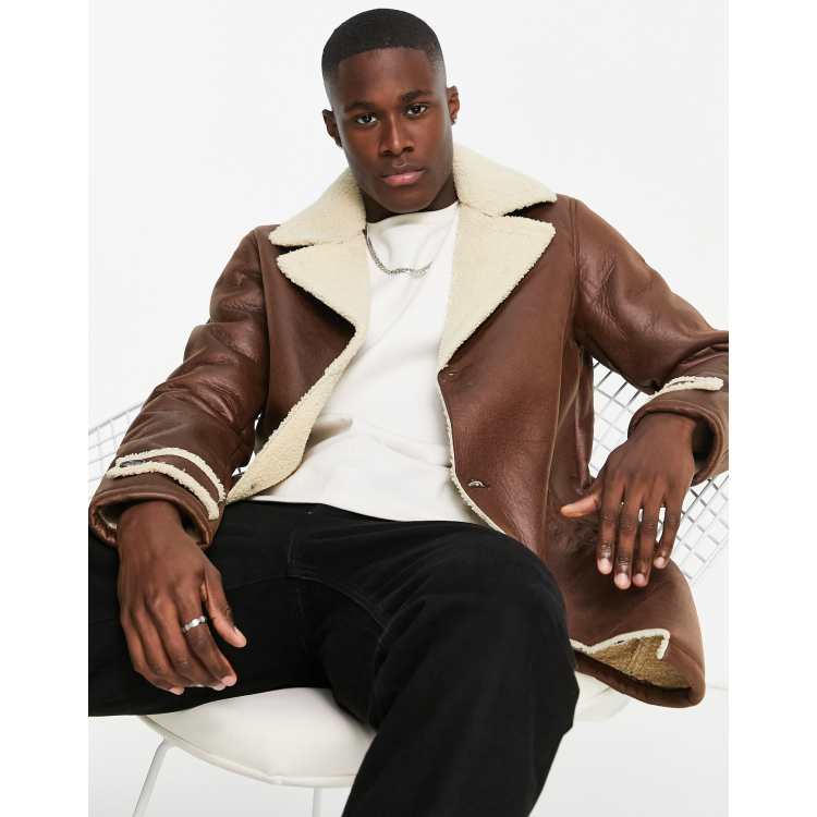 Faux shearling jacket on sale mens