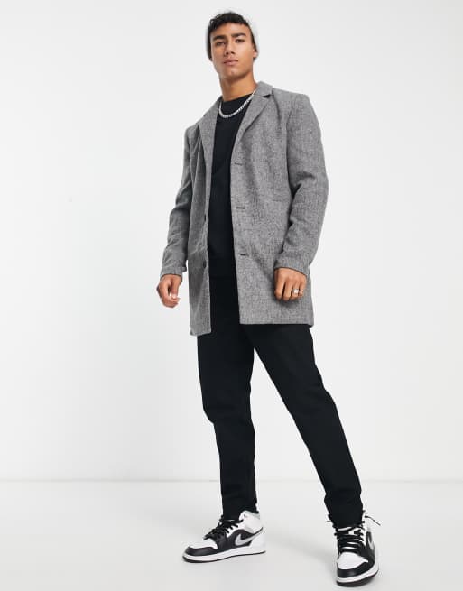 Jack & Jones Originals faux wool coat in light grey , 3 of 4