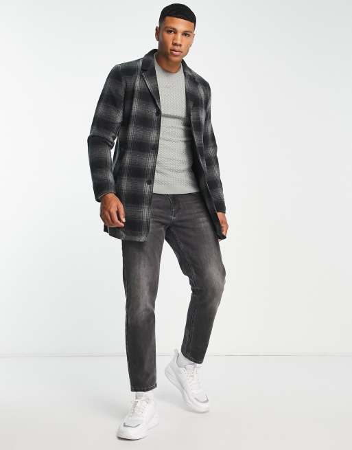 Jack & jones 2025 originals check overcoat