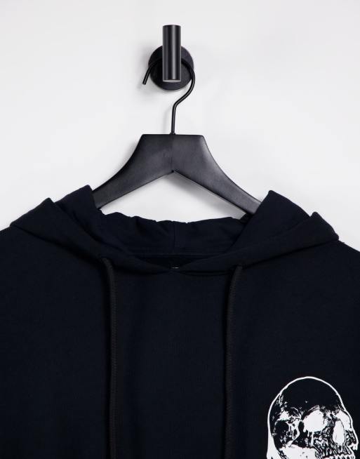 Felpa Con Cappuccio Uomo Teschio E Ossa Incrociate - Nero, Taglia M, 80% Cotone 20% Poliestere, Stile Casual Rock