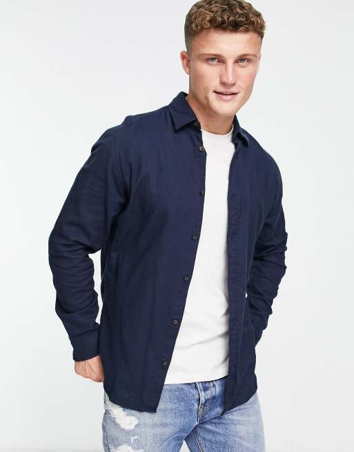 Jack & Jones Originals - Flanellen overhemd in marineblauw 