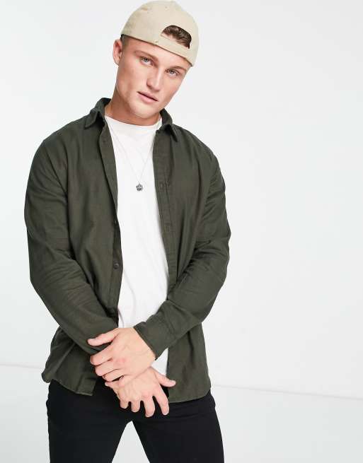 Jack & Jones – Originals – Flanellhemd in Khaki 