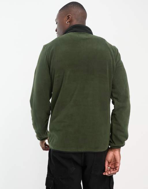 Jack & Jones Originals fleece jacket with contrast colourblock in khaki , 4 of 4