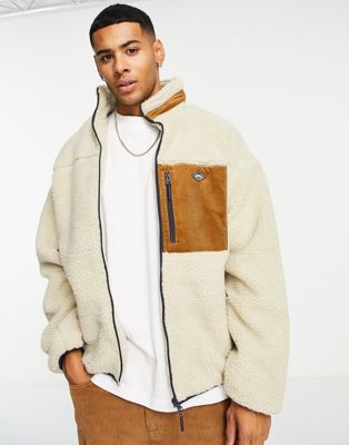 Jack & Jones Originals fleece jacket with contrast pocket in beige