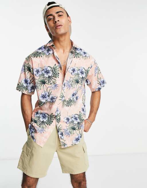 Jack & Jones Originals floral print shirt in pink | ASOS