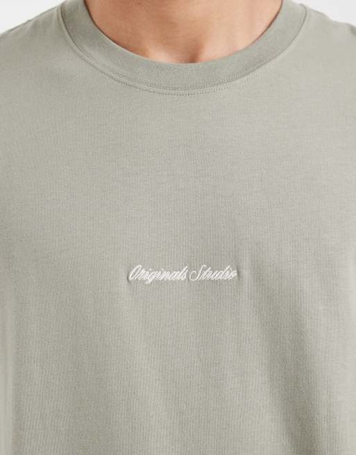 Jack & Jones Originals front logo T-shirt in sage green, 5 of 5