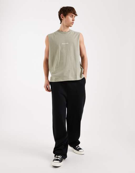 Jack & Jones Originals front logo tank top in sage green, 2 of 5
