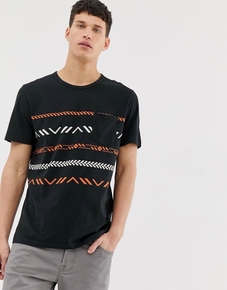 Jack & Jones Originals geo-tribal print t-shirt in black