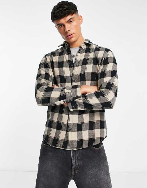 Jack & Jones Originals - Geruit flanellen overhemd in beige 
