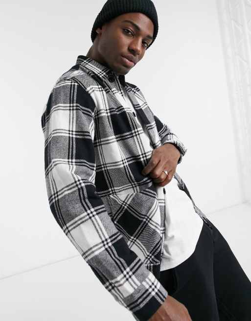 Jack & Jones Originals - Geruit overshirt in zwart en wit, 2 van 4