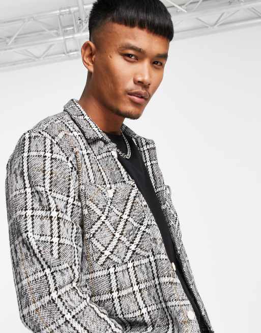 Jack & Jones - Originals - Geruit overshirt in zwart, 3 van 4