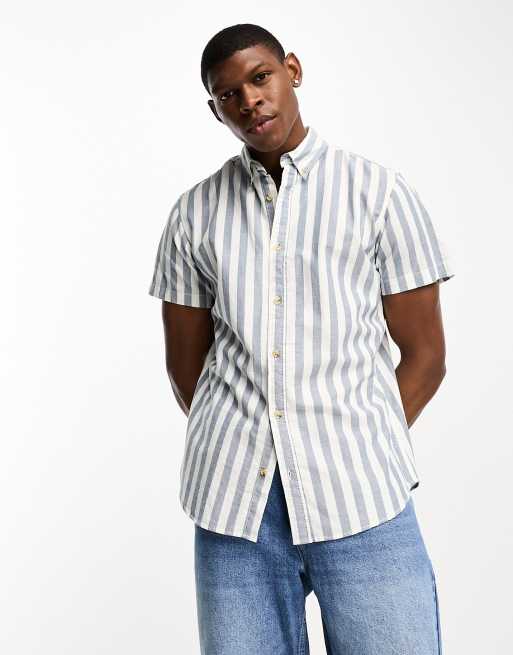 Jack & Jones - Originals - Gestreept Oxford overhemd in blauw 