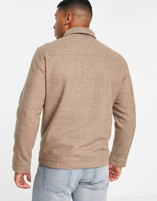 Jack & Jones Originals - Giacca harrington in lana beige con tasca, 2 di 4
